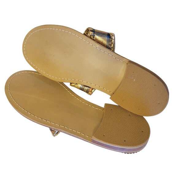 Jack Rogers NEW Holiday Tartan Plaid Metallic Whipstich Thong Sandals - Picture 8 of 8